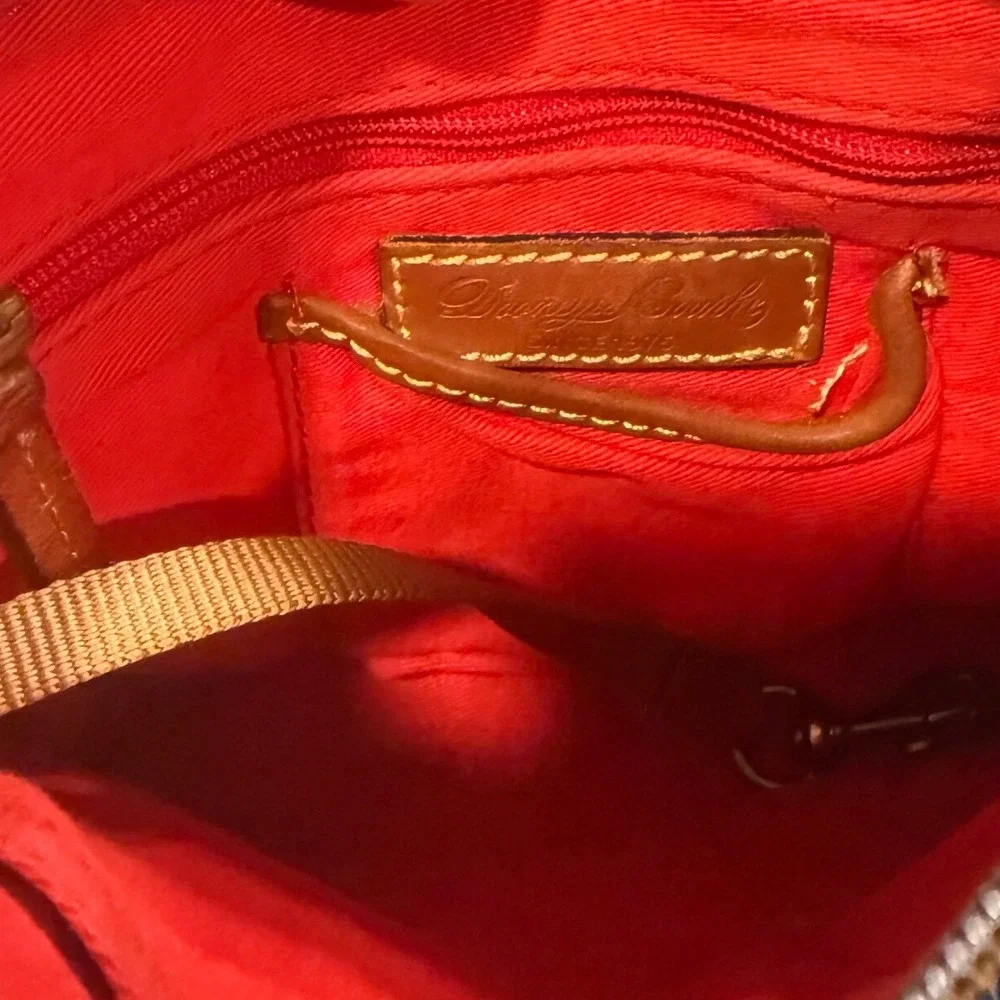 Dooney & Bourke Navy Blue Nylon Tan Leather Trim Crossbody Bag Duck Logo